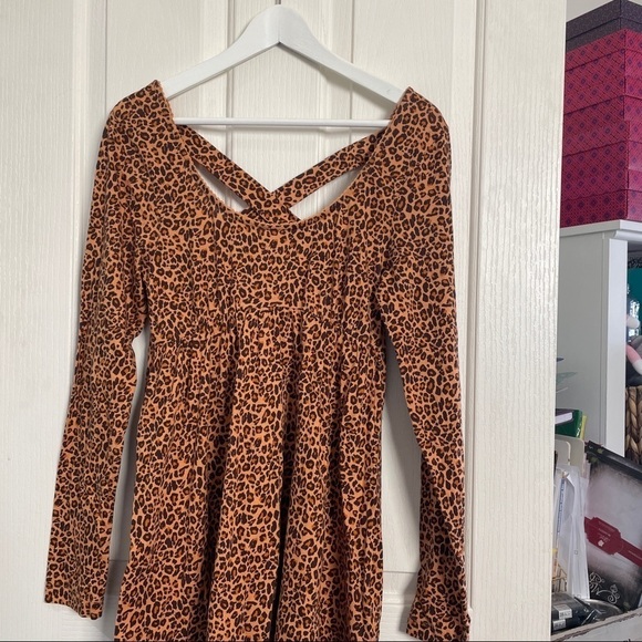 Nwt Daily Practice by Anthropologie Square Neck Mini Dress Animal Leopard Print - Picture 4 of 10